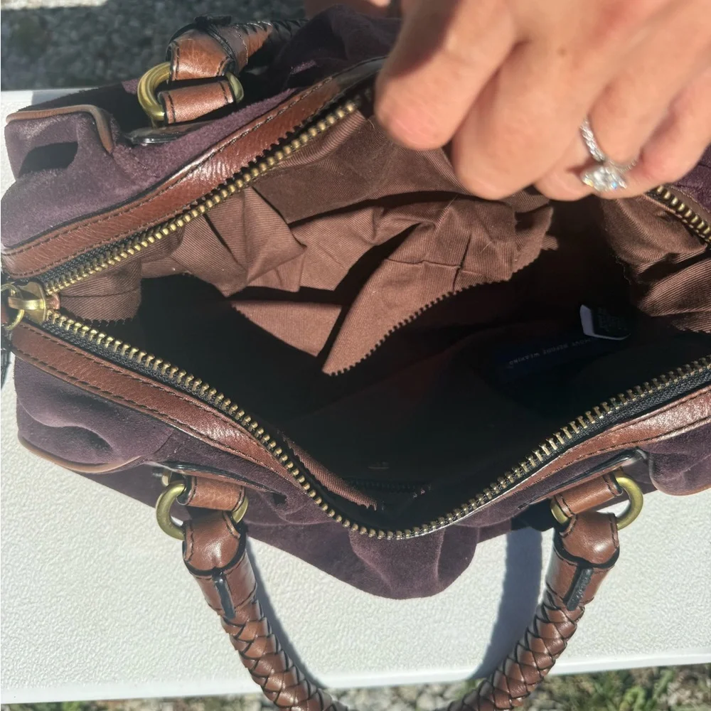 Banana Republic Plum Suede Shoulder Bag with Braided Handles - Picture 3 of 4